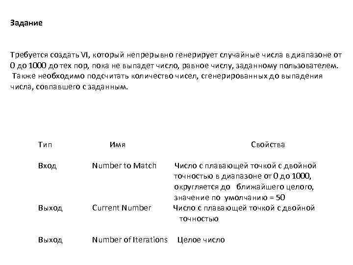 Задание Требуется создать VI, который непрерывно генерирует случайные числа в диапазоне от 0 до