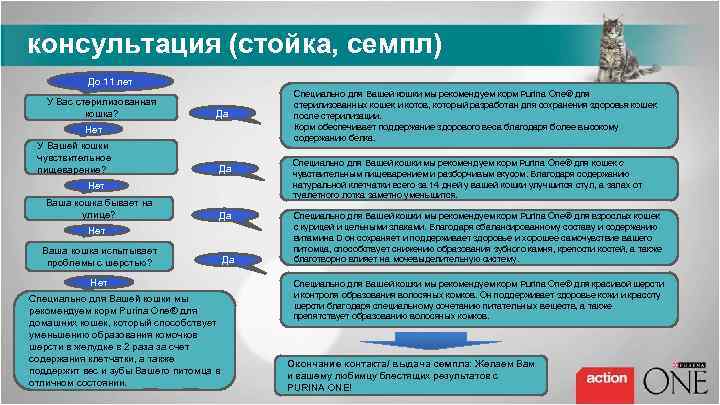  консультация (стойка, семпл) До 11 лет У Вас стерилизованная кошка? Да Нет У