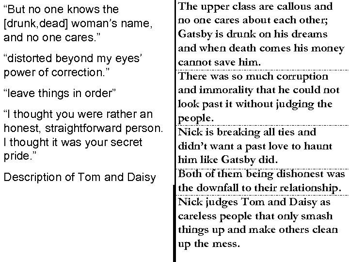 “But no one knows the [drunk, dead] woman’s name, and no one cares. ”