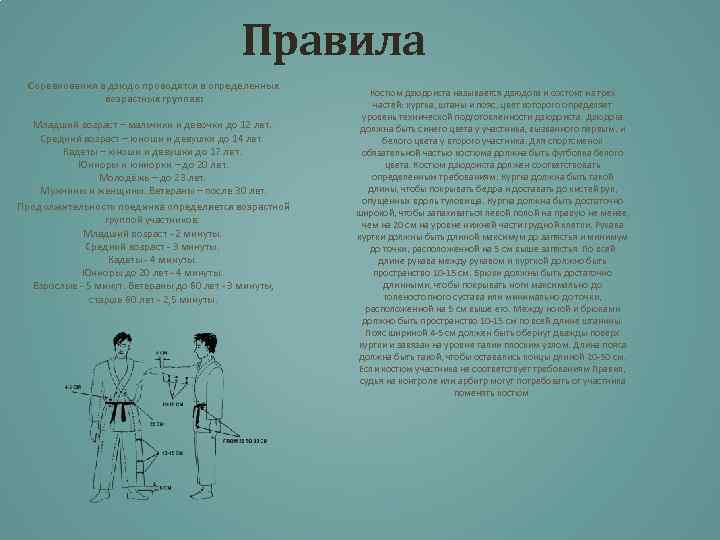 Правила Соревнования в дзюдо проводятся в определенных возрастных группах: Младший возраст – мальчики и