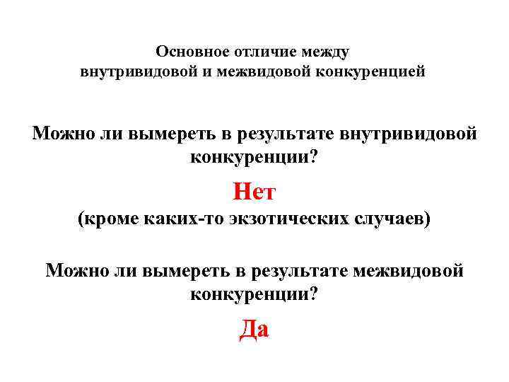 Основное отличие между внутривидовой и межвидовой конкуренцией Можно ли вымереть в результате внутривидовой конкуренции?