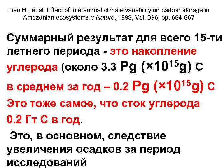 Tian H. , et al. Effect of interannual climate variability on carbon storage in