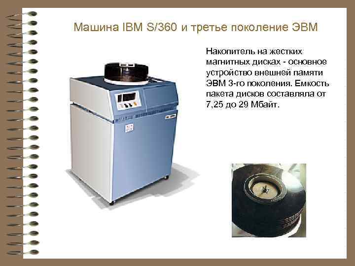 Машина IBM S/360 и третье поколение ЭВМ Накопитель на жестких магнитных дисках - основное