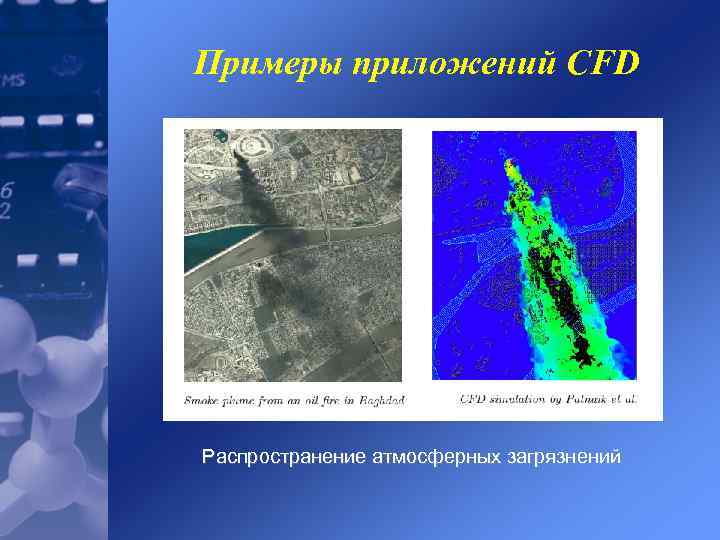 Примеры приложений CFD Распространение атмосферных загрязнений 