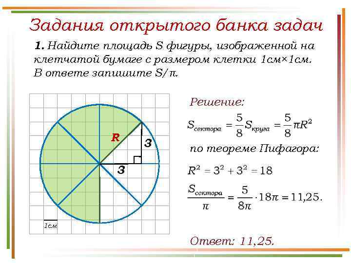 Задания открытого банка задач 1. Найдите площадь S фигуры, изображенной на клетчатой бумаге с