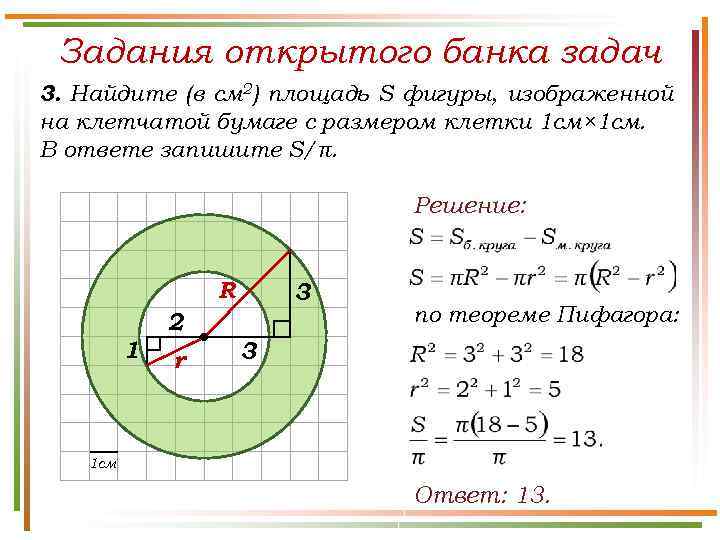 Задания открытого банка задач 3. Найдите (в см 2) площадь S фигуры, изображенной на