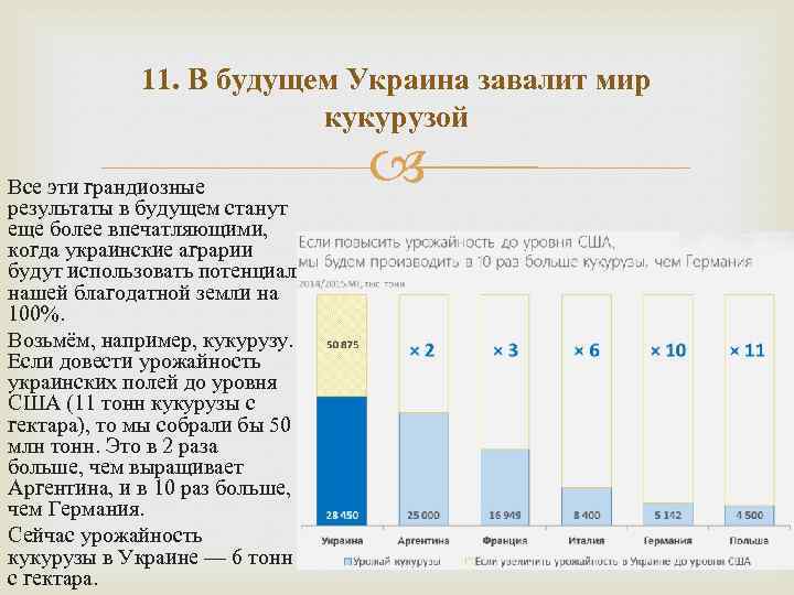 11. В будущем Украина завалит мир кукурузой Все эти грандиозные результаты в будущем станут