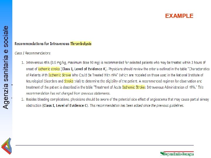 Agenzia sanitaria e sociale regionale EXAMPLE 