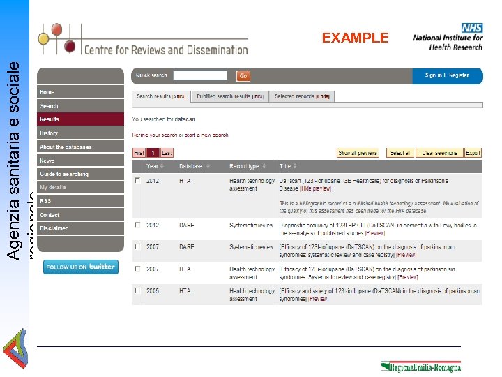 Agenzia sanitaria e sociale regionale EXAMPLE 