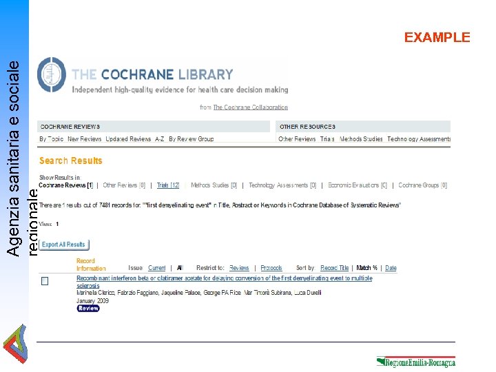 Agenzia sanitaria e sociale regionale EXAMPLE 