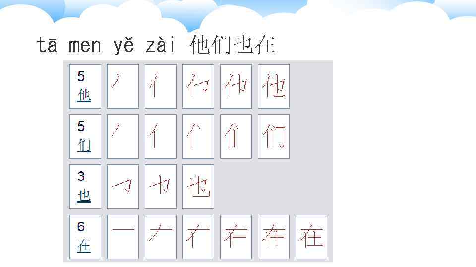 tā men yě zài 他们也在 