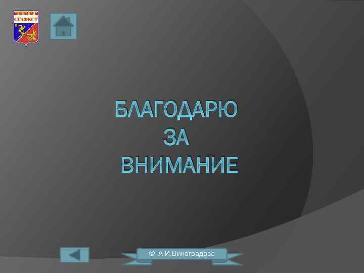 БЛАГОДАРЮ ЗА ВНИМАНИЕ © А. И. Виноградова 