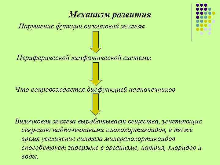 Механизм развития Нарушение функции вилочковой железы Периферической лимфатической системы Что сопровождается дисфункцией надпочечников Вилочковая