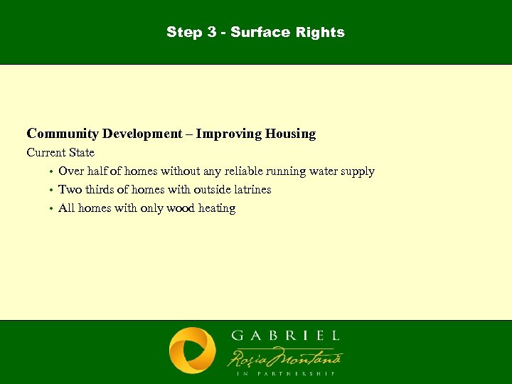 Step 3 - Surface Rights Community Development – Improving Housing Current State • Over