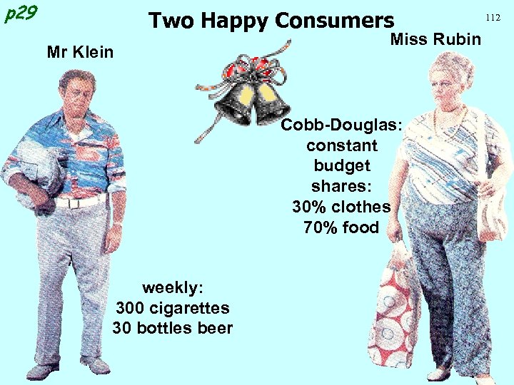 p 29 Two Happy Consumers Mr Klein Miss Rubin Cobb-Douglas: constant budget shares: 30%