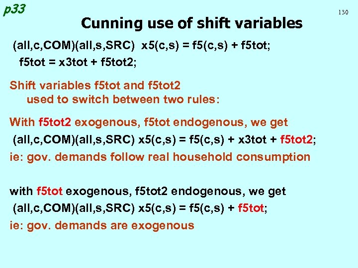 p 33 Cunning use of shift variables (all, c, COM)(all, s, SRC) x 5(c,