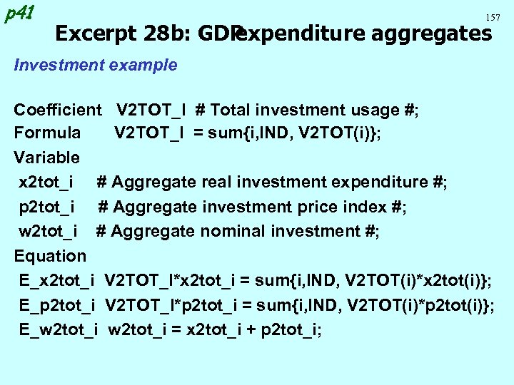 p 41 157 Excerpt 28 b: GDP expenditure aggregates Investment example Coefficient V 2