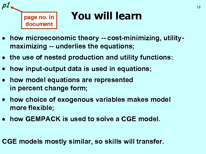 p 1 16 page no. in document You will learn · how microeconomic theory