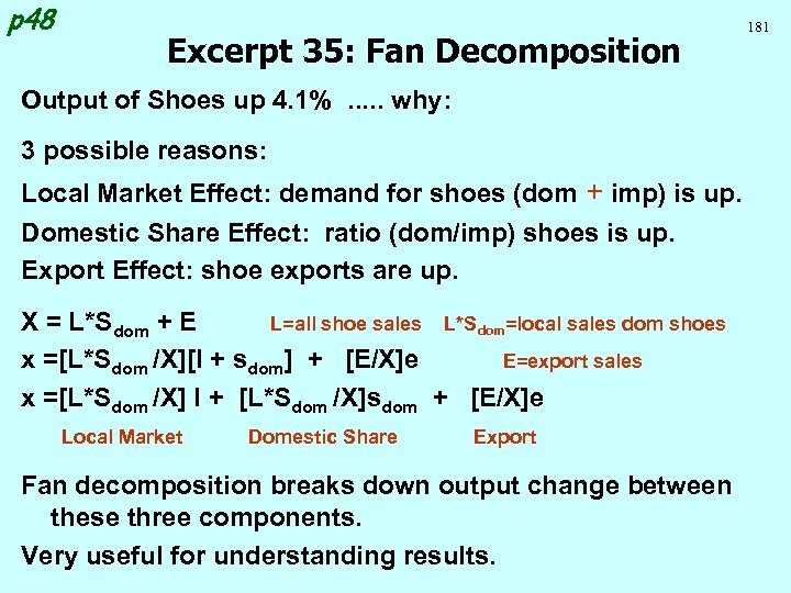 p 48 Excerpt 35: Fan Decomposition Output of Shoes up 4. 1%. . .