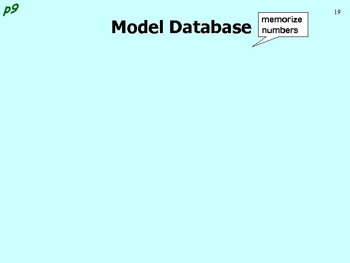 p 9 Model Database memorize numbers 19 