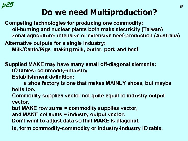 p 25 Do we need Multiproduction? 89 Competing technologies for producing one commodity: oil-burning