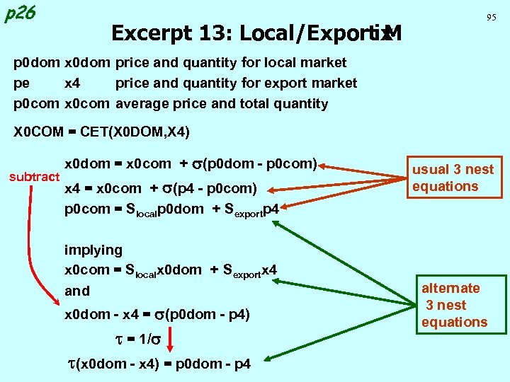 p 26 Excerpt 13: Local/Exportix M 95 p 0 dom x 0 dom price