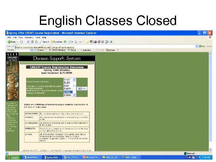 English Classes Closed 