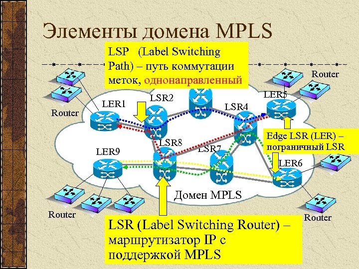 Элементы домена MPLS LSP (Label Switching Path) – путь коммутации меток, однонаправленный LSR 3