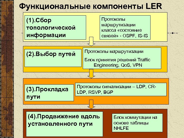 Функциональные компоненты LER Протоколы маршрутизации класса «состояние связей» - OSPF, IS-IS (1). Сбор топологической