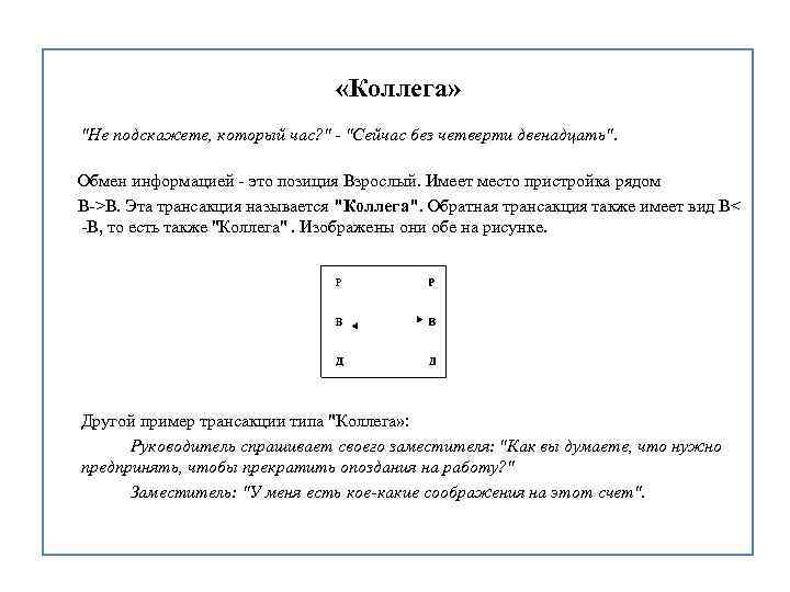  «Коллега» "Не подскажете, который час? " - "Сейчас без четверти двенадцать". Обмен информацией