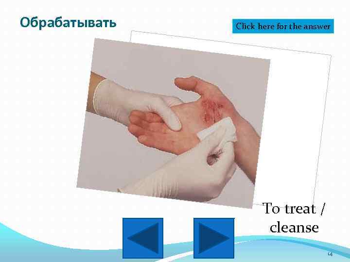 Обрабатывать Click here for the answer To treat / cleanse 14 