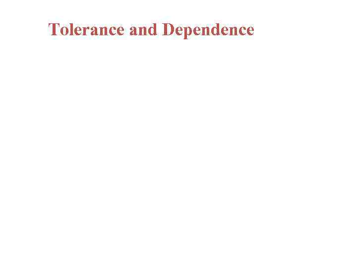 Tolerance and Dependence Drugs may result in physical or psychological dependence Tolerance means that