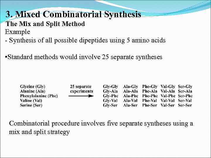 3. Mixed Combinatorial Synthesis The Mix and Split Method Example - Synthesis of all