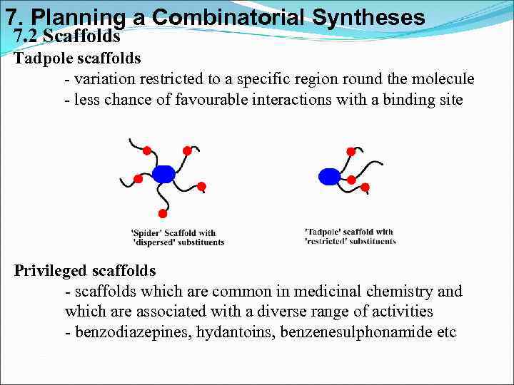 7. Planning a Combinatorial Syntheses 7. 2 Scaffolds Tadpole scaffolds - variation restricted to