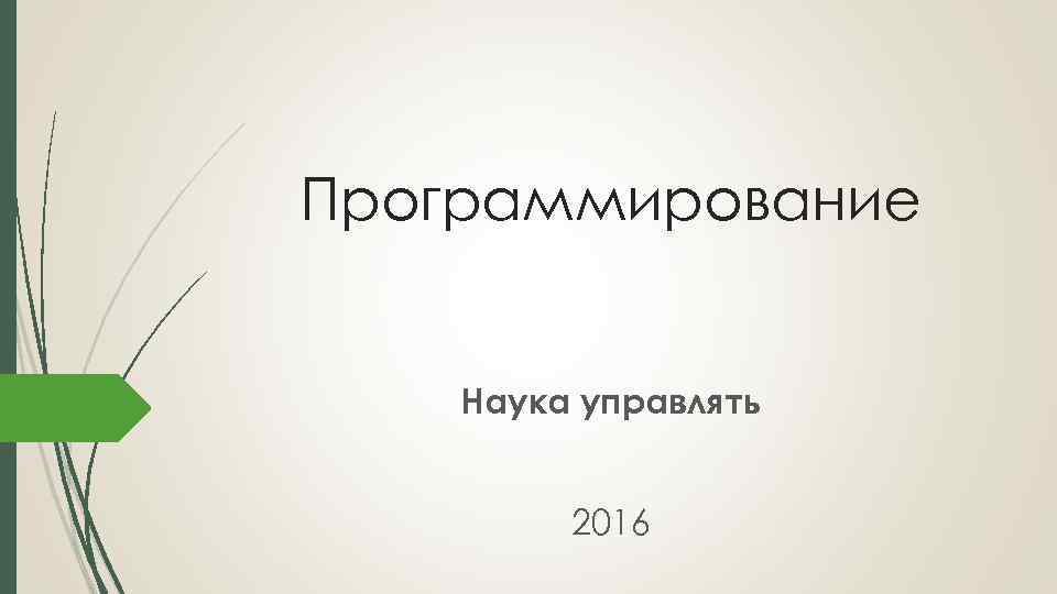 Программирование Наука управлять 2016 