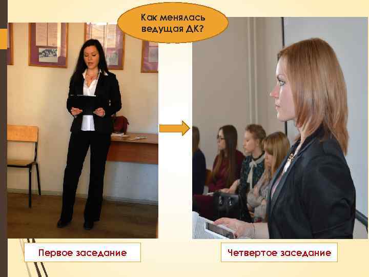 Как менялась ведущая ДК? Первое заседание Четвертое заседание 