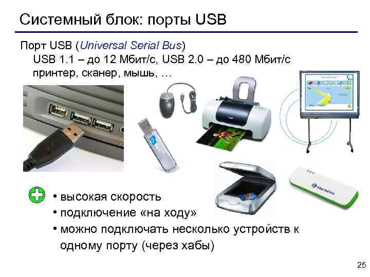 Системный блок: порты USB Порт USB (Universal Serial Bus) USB 1. 1 – до