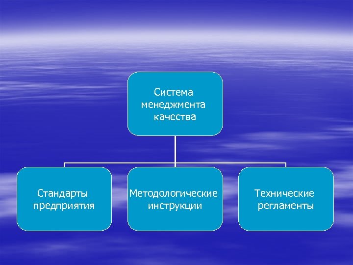 Система менеджмента качества Стандарты предприятия Методологические инструкции Технические регламенты 
