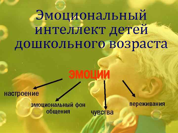 Эмоциональный интеллект детей дошкольного возраста ЭМОЦИИ настроение эмоциональный фон общения чувства переживания 