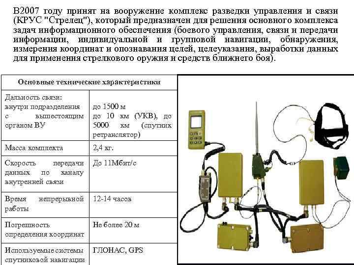 В 2007 году принят на вооружение комплекс разведки управления и связи (КРУС 