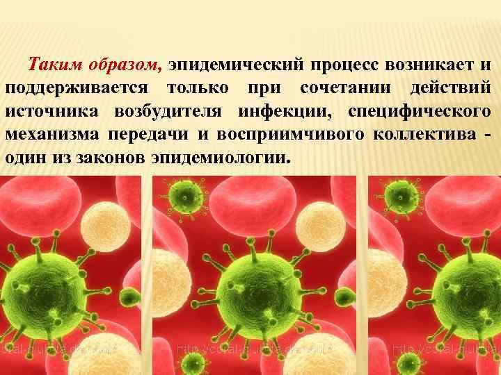 Таким образом, эпидемический процесс возникает и поддерживается только при сочетании действий источника возбудителя инфекции,