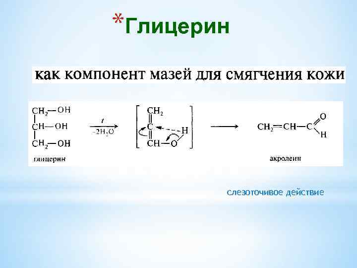 *Глицерин слезоточивое действие 