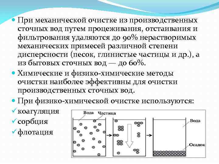 Коагуляция метод очистки. Механическая очистка сточных вод фильтрование. Отстаивание фильтрация коагуляция методы очистки. Способы очистки сточных вод механический способ очистки сточных вод. Процеживание метод очистки сточных вод.