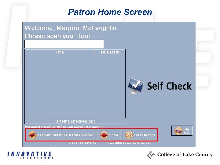 Patron Home Screen 