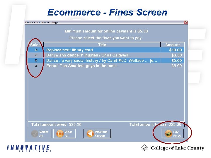 Ecommerce - Fines Screen 