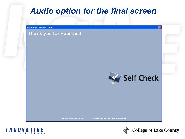 Audio option for the final screen 