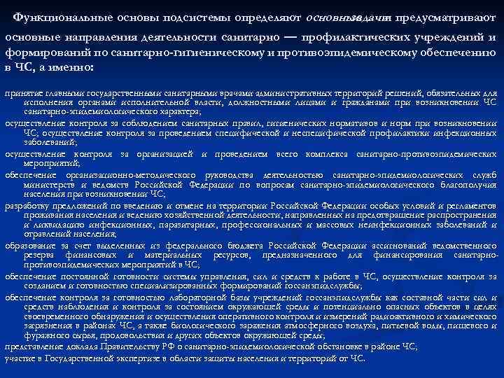 Функциональные основы подсистемы определяют основные задачи предусматривают и основные направления деятельности санитарно — профилактических