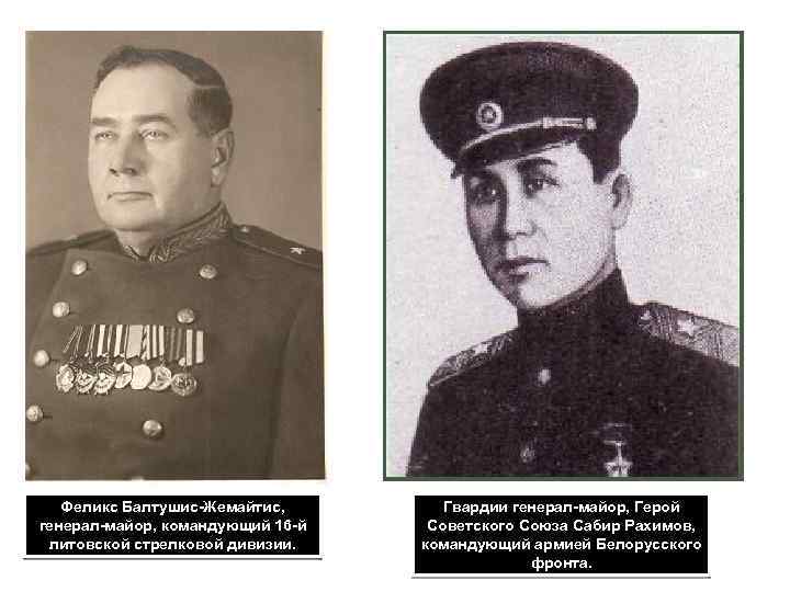 Феликс Балтушис-Жемайтис, генерал-майор, командующий 16 -й литовской стрелковой дивизии. Гвардии генерал-майор, Герой Советского Союза