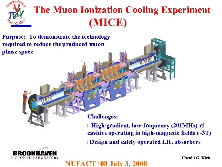 The Muon Ionization Cooling Experiment (MICE) Purpose: To demonstrate the technology required to reduce