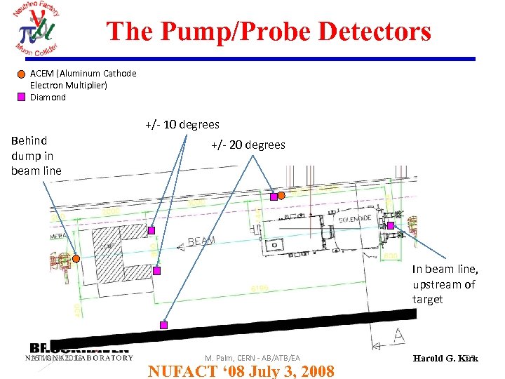 The Pump/Probe Detectors ACEM (Aluminum Cathode Electron Multiplier) Diamond +/- 10 degrees Behind dump